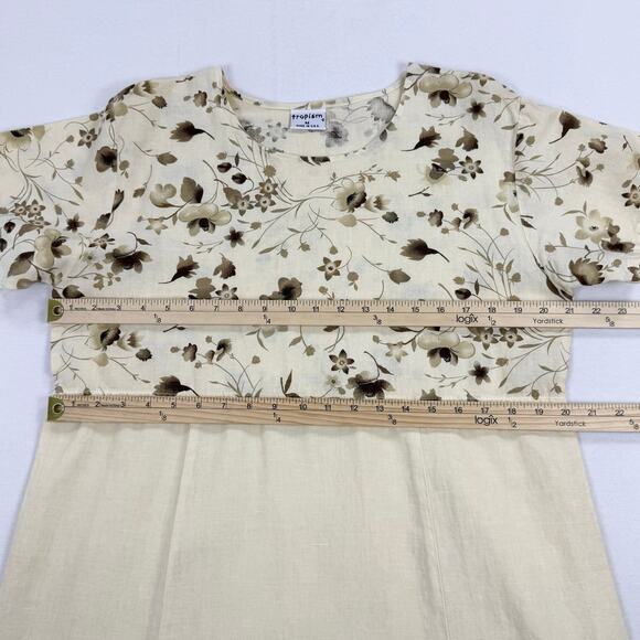 Vintage Tropism Women's Floral Mixed Media Dress Medium Yellow - Picture 8 of 10